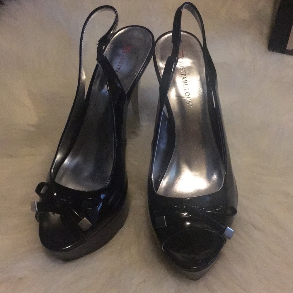JustFab slingback stilettos metallic heel 7.5